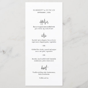 Menu Mariage élégant noir et blanc intemporel