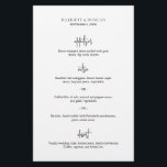 Menu mariage élégant noir et blanc intemporel<br><div class="desc">Menu de mariage classique et élégant avec une disposition simple avec les en-têtes de cours dans un script moderne. La disposition épurée et minimaliste de ce menu de mariage noir et blanc conviendra parfaitement à une mariage traditionnelle et formelle.</div>