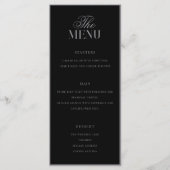 Menu Mariage Élégant Noir Mat Argent Ancien (Devant)