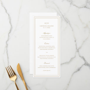 Menu Mariage Élégant Or Classique