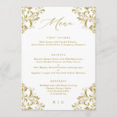 Menu Mariage Élégant Or Vintage Classique (Devant)