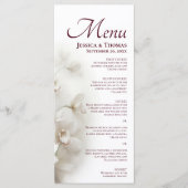 Menu Mariage Élégant Orchidées Blanches et Bourgogne de (Devant)