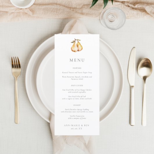 Menu Mariage Elegant Pears