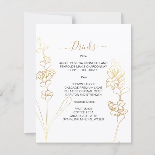 MENU MARIAGE Élégant pour le budget. MENU (Dos)