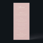 Menu Mariage élégant rose Celine<br><div class="desc">Menus mariages classiques,  au design simple et intemporel,  avec script élégant et polices serif traditionnelles.</div>
