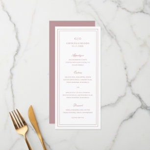 Menu Mariage Élégant Rose Classique