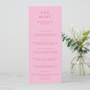 Menu Mariage Élégant Rose et Rouge Classique