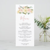 Menu Mariage Élégant Rose Pâle Floral (Debout devant)
