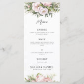 Menu Mariage élégant rose Pêche Florale (Devant)