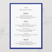 Menu Mariage élégant royal bleu monogramme moderne (Devant)