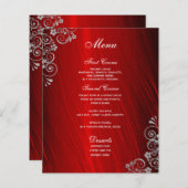 Menu Mariage élégant Ruby Red Gris (Devant / Derrière)
