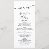 Menu Mariage élégant simple écriture noir et blanc (Devant)