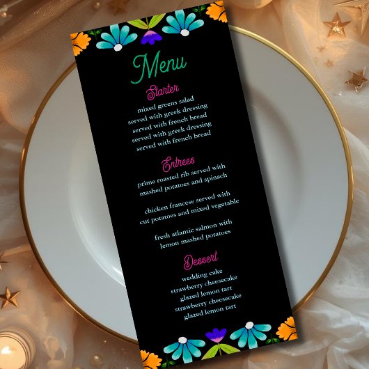 Menu Mariage élégant sur le thème de la fête