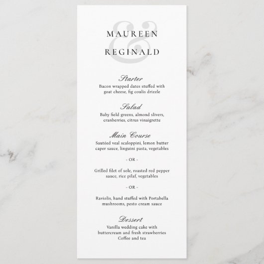 Menu Mariage Élégant Traditionnel (Devant)
