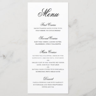 Menu Mariage élégant traditionnel noir et blanc