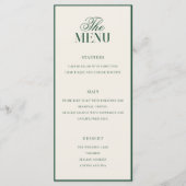 Menu Mariage Élégant Vert Ancienne Fortune (Devant)