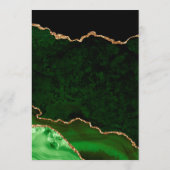 Menu Mariage élégant vert et or faux paillettes d'agate (Dos)