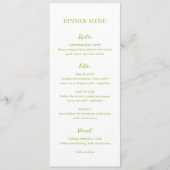 Menu Mariage élégant vert vibrant propre (Devant)