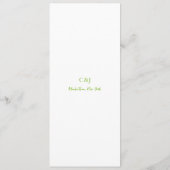Menu Mariage élégant vert vibrant propre (Dos)