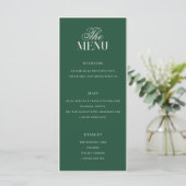 Menu Mariage Élégant Vert Vieille Fortune (Debout devant)
