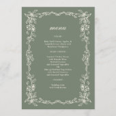 Menu Mariage élégant victorien vert sauge (Devant)