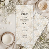Menu Mariage Élégant Vintage Fleur Blanche