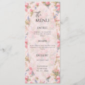 Menu Mariage Élégant Vintage Fleur Rose (Devant)