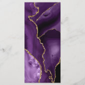 Menu Mariage Élégant Violet Agate Or Foncé (Dos)