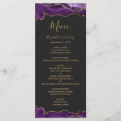 Menu Mariage Élégant Violet Agate Or Foncé (Devant)