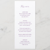 Menu Mariage Élégant Violet Traditionnel (Devant)