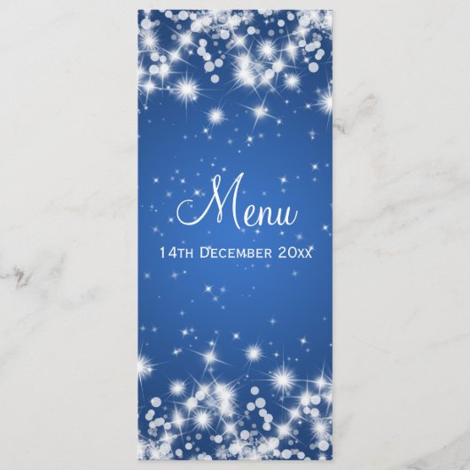 Menu Mariage élégant Winter Sparkle Blue (Devant)