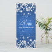 Menu Mariage élégant Winter Sparkle Blue (Debout devant)