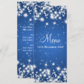 Menu Mariage élégant Winter Sparkle Blue (Devant / Derrière)