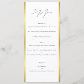 Menu Mariage Élégante Typographie Noir Blanc Rayure Or (Devant)
