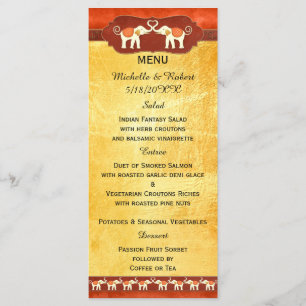 Menu Mariage Eléphants romantiques