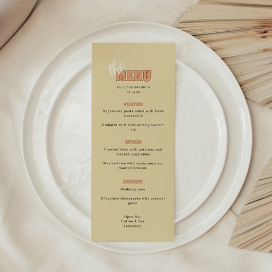 Menu Mariage ELLIE Rétro Moderne & Gras Beige