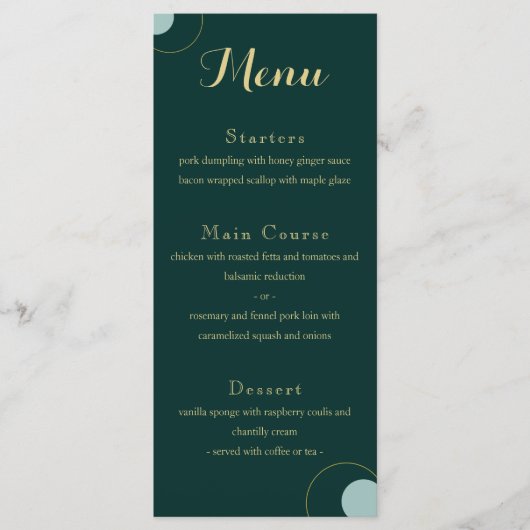 Menu Mariage Emerald and Gold Art Déco (Devant)