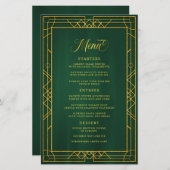 Menu Mariage Emerald cadre or géométrique antique (Devant / Derrière)
