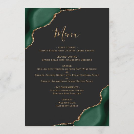 Menu Mariage Emerald Green Gold Dark (Devant)
