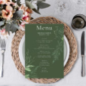 Menu Mariage émeraude de feuillage vert de fougère rust