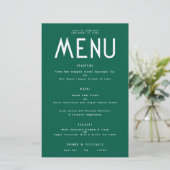 Menu Mariage Émeraude Texte simple Budget (Debout devant)