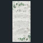 Menu Mariage en bois blanc à eucalyptus minimal moderne<br><div class="desc">Moderne minimaliste eucalyptus simple élégant menu de mariage,  dossier en bois blanc</div>