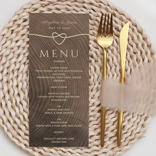 Menu Mariage en Bois Rustique