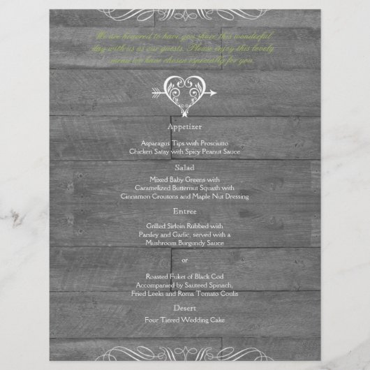 Menu Mariage en bois rustique moderne (Devant)