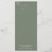 Menu Mariage en coton Sage Green Flower Art (Dos)