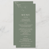 Menu Mariage en coton Sage Green Flower Art (Devant / Derrière)