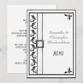 Menu mariage en dentelle noir et blanc (Devant / Derrière)