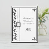 Menu mariage en dentelle noir et blanc (Debout devant)