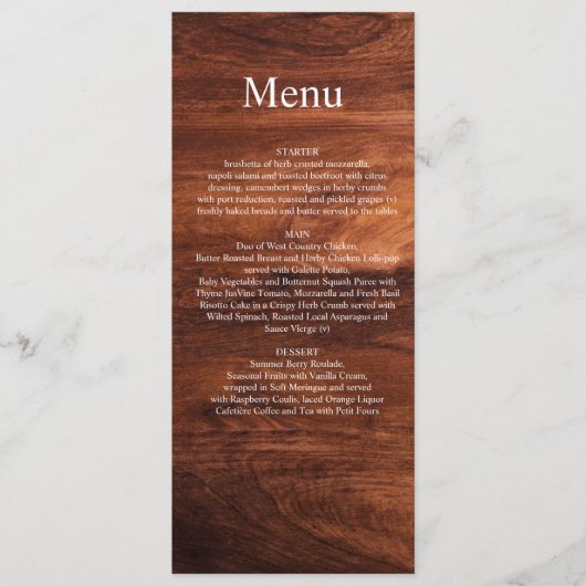 Menu Mariage en Grain de Bois de Grange Rustique (Devant)