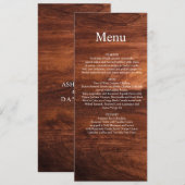 Menu Mariage en Grain de Bois de Grange Rustique (Devant / Derrière)